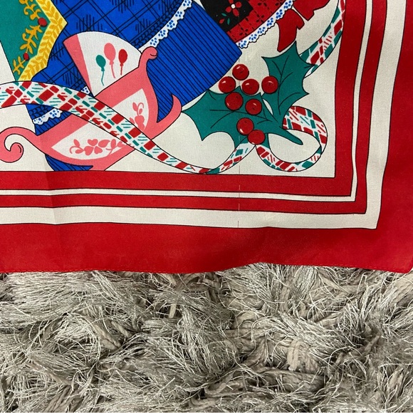 Vintage woman Christmas Carrol theme 30” X 31” scarf. Pre owned. - Picture 3 of 4